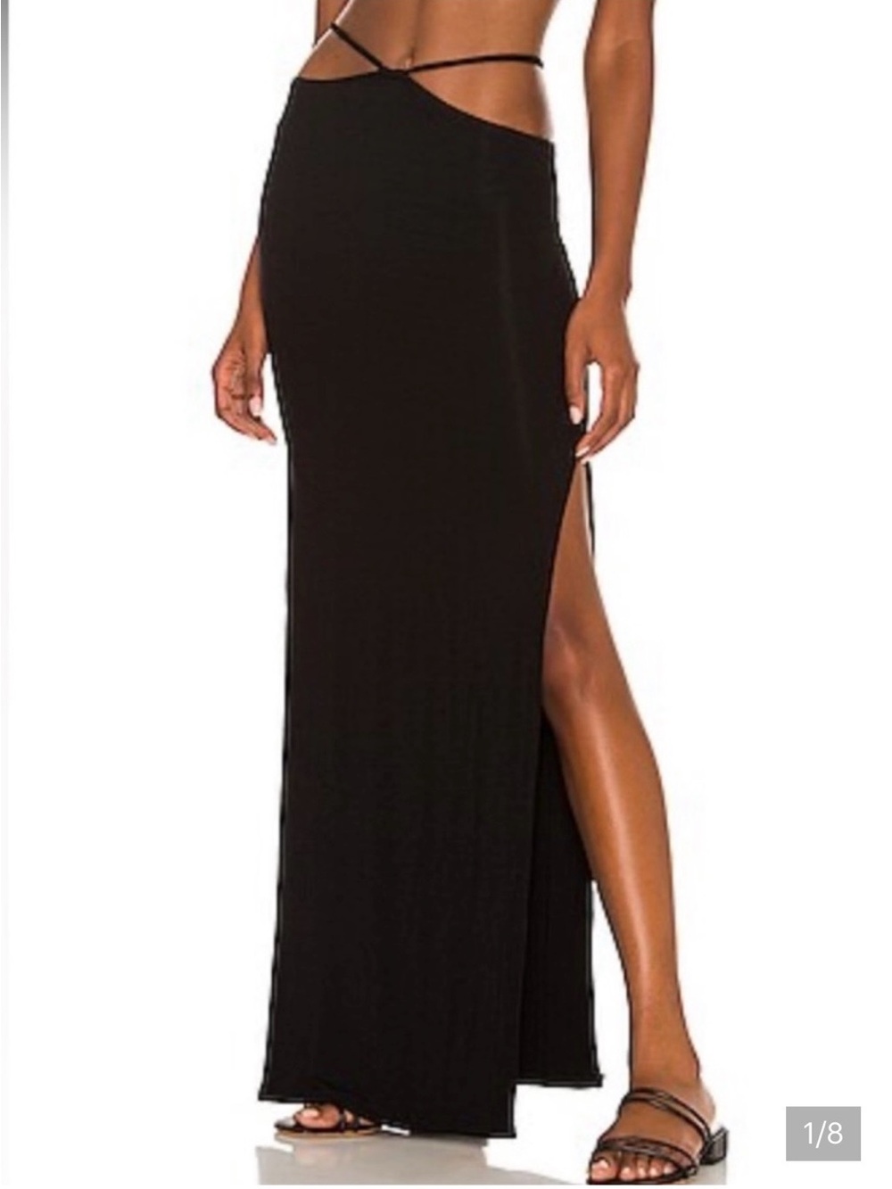 Indah Black Gigi High Slit Maxi Skirt